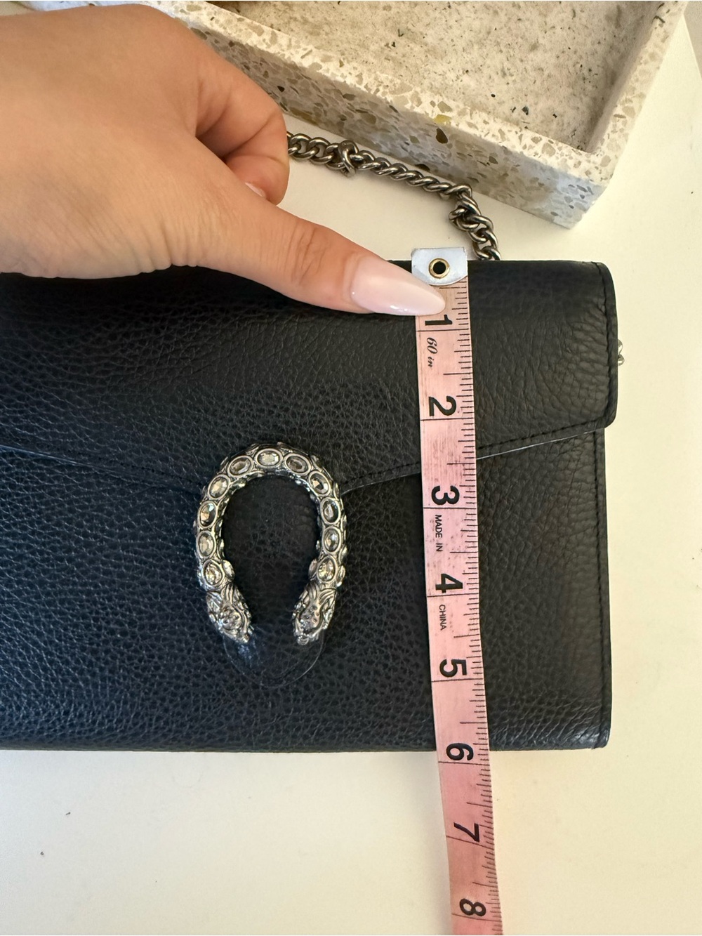 Gucci Dionysus Black Textured Leather Clutch with Decorative Buckle FIRM PRICE - Picture 8 of 15